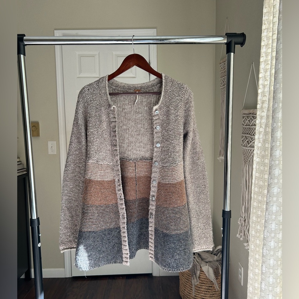 Free People Striped Cardigan Sweater, A-line